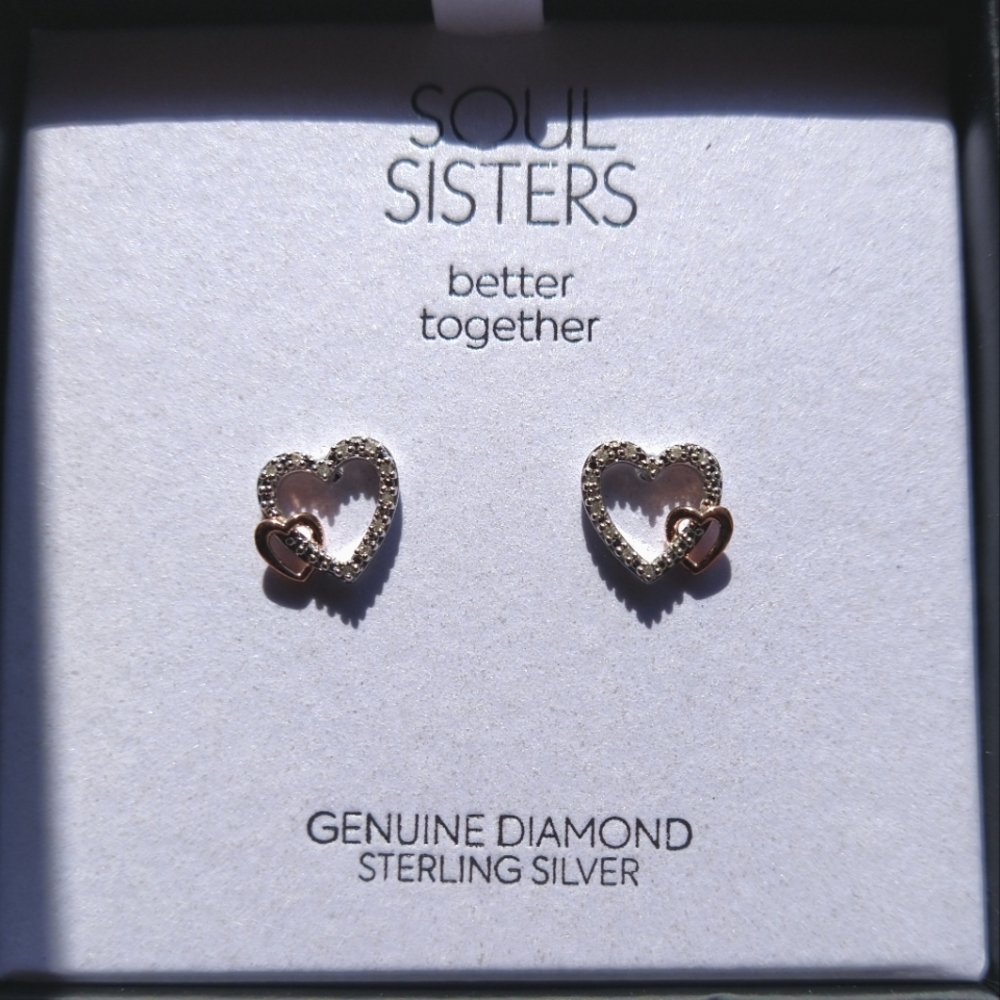 Silver Diamond Heart earrings